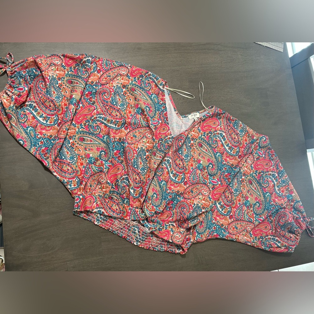 Umgee Paisley Print Blouse - Pink, Orange, Teal